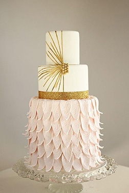 Ruffled Gold Tiered Wedding Cake