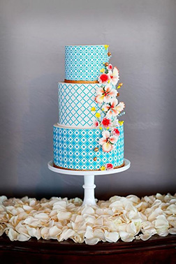 Alternating Blues Stack Wedding Cake