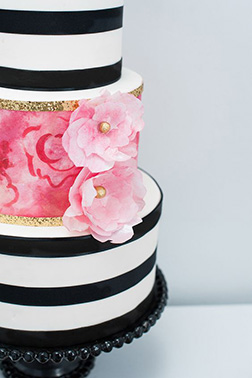 Rose Stripe Wedding Cake