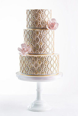 Elegant Gold Panel Wedding Cake