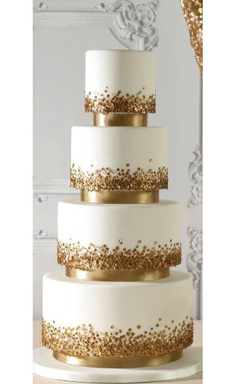 Gold Crystal Stack Wedding Cake