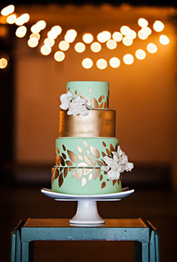 Mint and Gold Tiered Wedding Cake