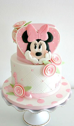 Pastel Minnie Mouse Birthday Cake, Customized Cakes