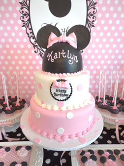 Pink and White Polka Dots Minnie Mouse Cake