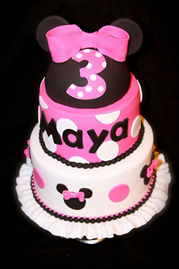 Pink and Black Stack Minnie Mouse Cake