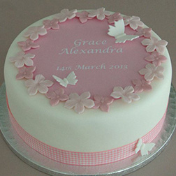 Soft Pink and White Butterfly Cake