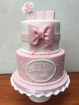 Pink Pin Cushion Christening Cake