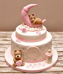 Sleepy Bear Christening Cake