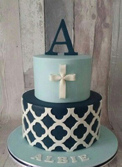 Modern Boys Christening Cake