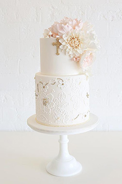 Elegant Floral Christening Cake