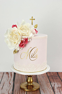 Minimalist Floral Christening Cake