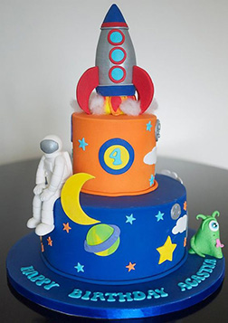 Rocketship Blast Off Birthday Cake