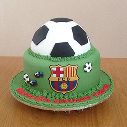 FC Barcelona Emblem and Ball Cake