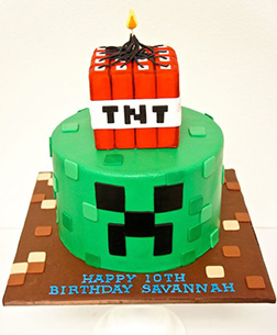 Minecraft Creeper TNT Birthday Cake
