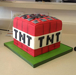 Minecraft TNT Box Birthday Cake