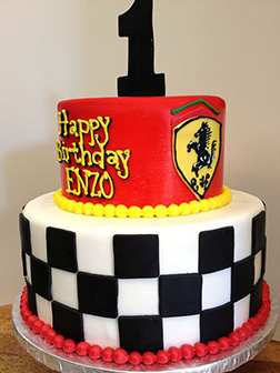 Ferrari Racing Flag Themed Tiered Cake
