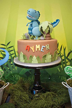 Blue T-Rex Figurine Cake