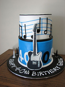 Blue & White Music Themed Cake