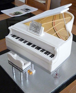 White Grand Piano Cake