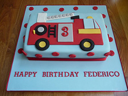 2D Fire Engine Sheet Cake