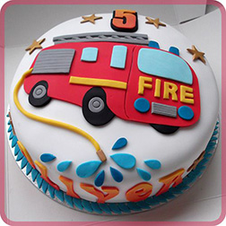 2D Fire Engine Star Cake