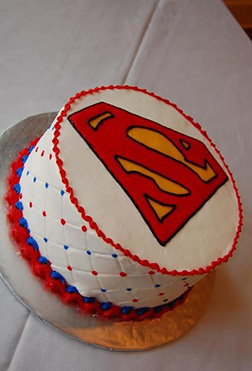 White Superman Emblem Cake