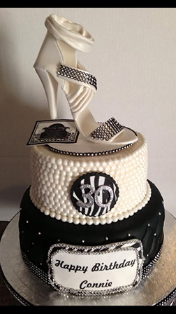 White Stiletto Tiered Cake