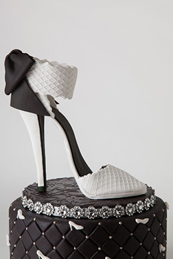 White & Black Stiletto Cake