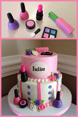 Sweet Makeup Themed Cake 1