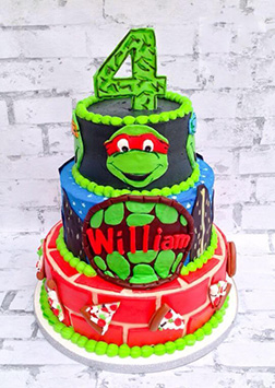 Pizza Time Ninja Turtle Tiered Cake