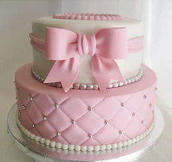 Pink Bows and Pearl Cake