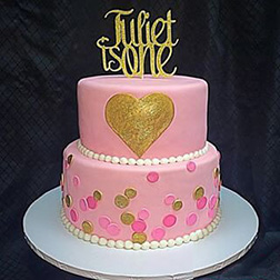 Pink and Gold Birthday Cake 1