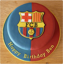 Red & Blue Barca Badge Cake