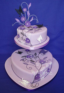 Butterflies and Purple Heart Cake