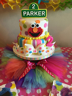 Polka Dots & Stripes Elmo Cake