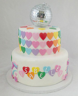 Disco Ball & Hearts Cake