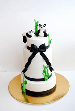 Playful pandas Tiered Cake