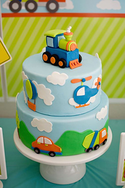 Tiered Transportation Themed Cake