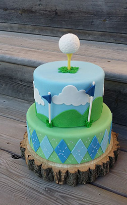 Golf Ball on Tee Tiered Cake