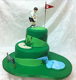 Golfer Lining Up Shot Cake