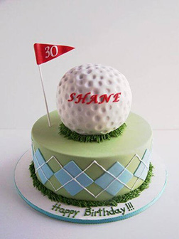3D Golf Ball on Golf Course Cake
