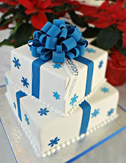 Blue Bows & Ribbons Tiered Cake