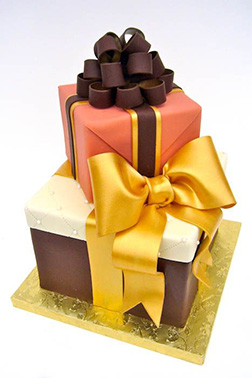 Stacked Gifts & Stylish Bows Tiered Cake