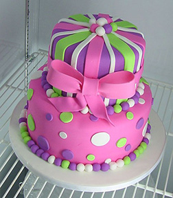 Pink Explosion Tiered Bow Cake