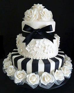 Ceremonial Black & White Tiered Bow Cake