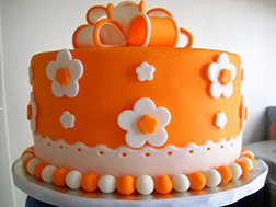 Orange Floral Bow Cake