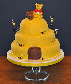 Three Tiered Winnie the Pooh Honeycomb Cake