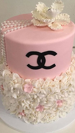 Chanel Rosette Tiered Cake