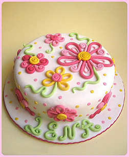 Blooms & Squigles Birthday Cake