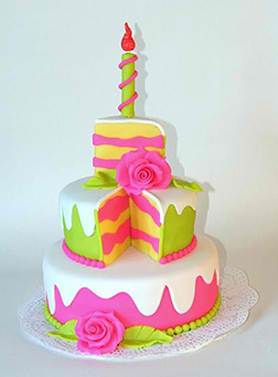 Slice Of Rosy Joy Birthday Cake